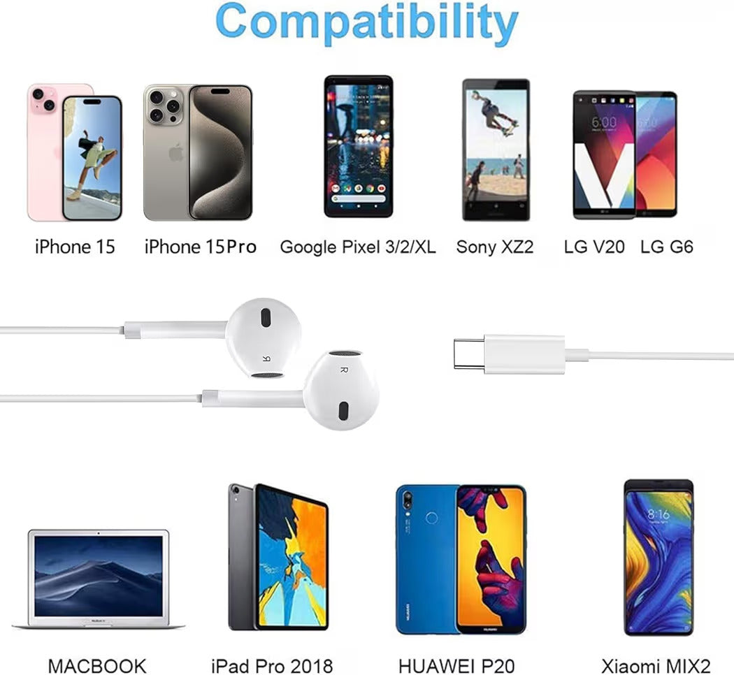Gionee Type-C Handsfree Earphones – In-Ear USB-C Headphones with Mic, Dual Driver Sound, Compatible