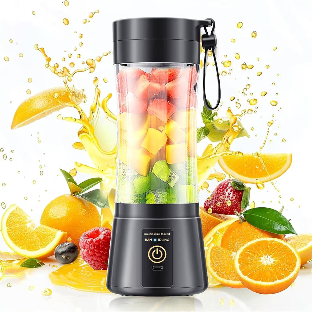 Portable Blender for Shakes and Smoothies - USB Rechargeable Personal Mini Blender with 6 Blades, 13.5oz Cordless Travel Juicer for Gym, Office, and Camping